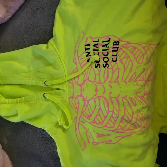 AntiSocialSocialClub Neon Green Car Underwater Hoodie like new!